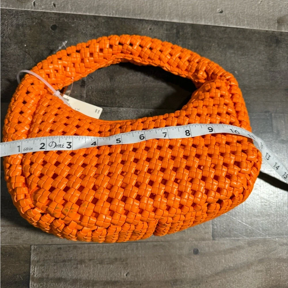 Anthropologie Orange‎ Woven Hobo Bag | Faux Leather | NWT
